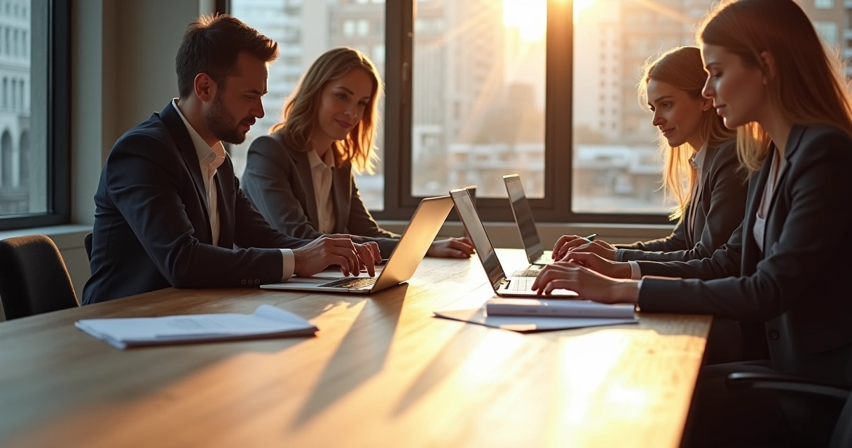 Corretor imobiliário usando notebook e smartphone na sala de reuniões 