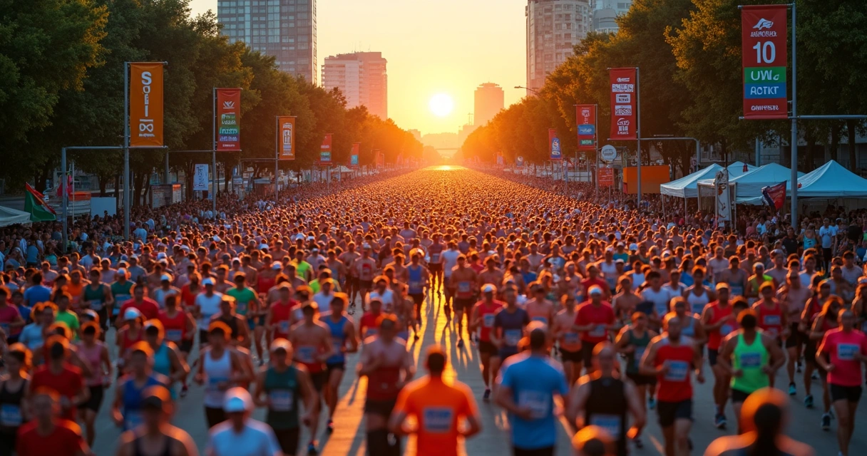 Corredores participando de corrida na Avenida Paulista em São Paulo, durante o amanhecer. 