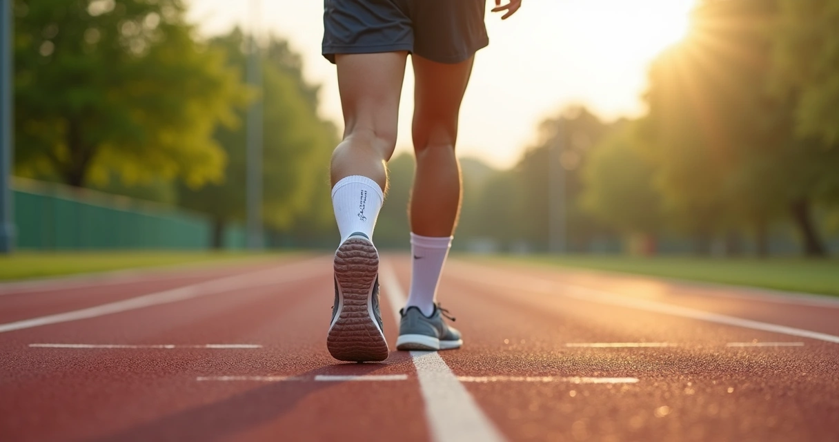 Pessoa caminhando em pista após tratamento vascular 