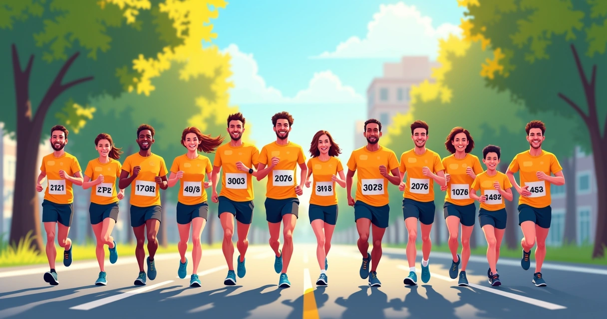 Atletas participando de corrida em Araçatuba com camisetas personalizadas.