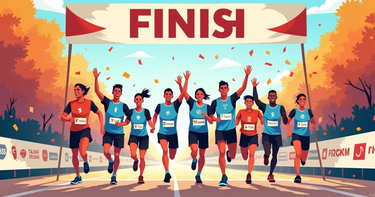 Equipe e empresa com camisetas personalizadas de corrida 