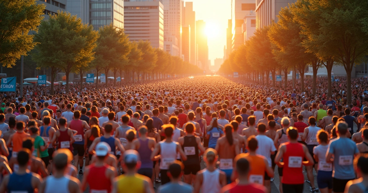Corredores largando juntos em prova de rua de 5 km 