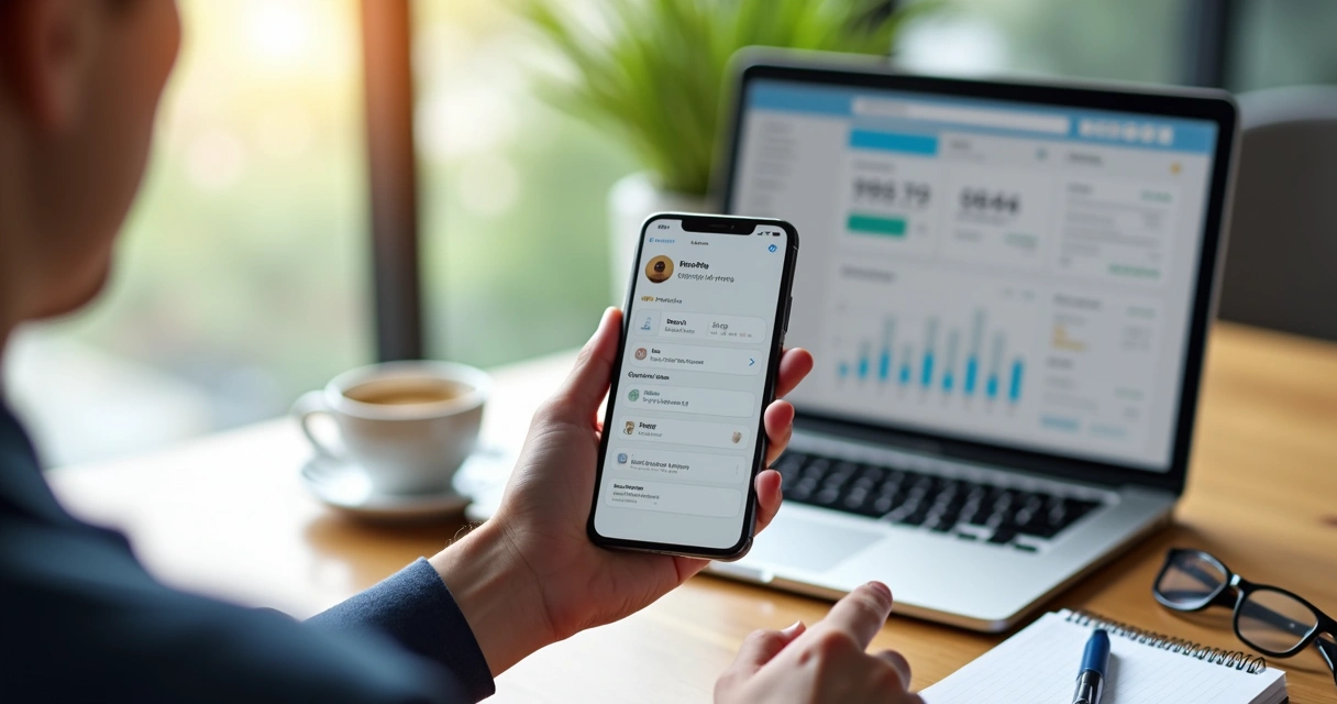 Pessoa consultando dados cadastrais em smartphone para corrigir informações 