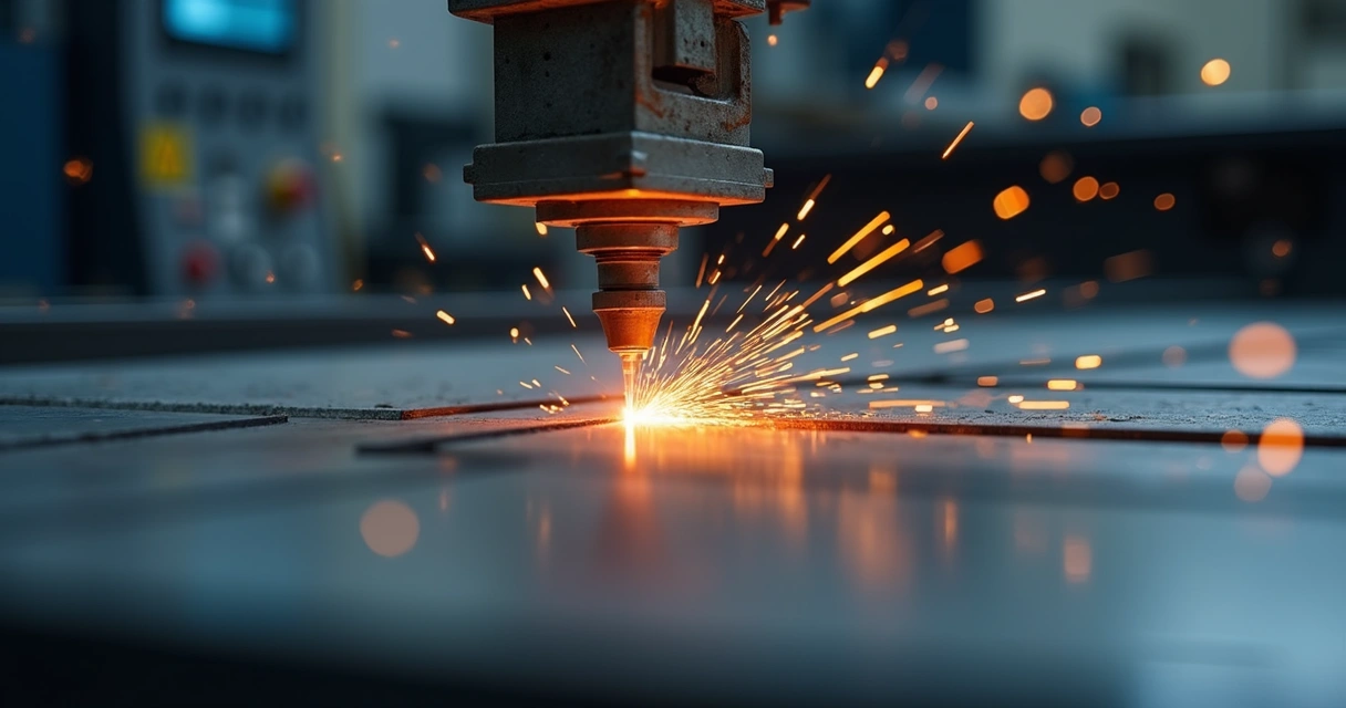Corte a laser em chapa metálica vista de perto 