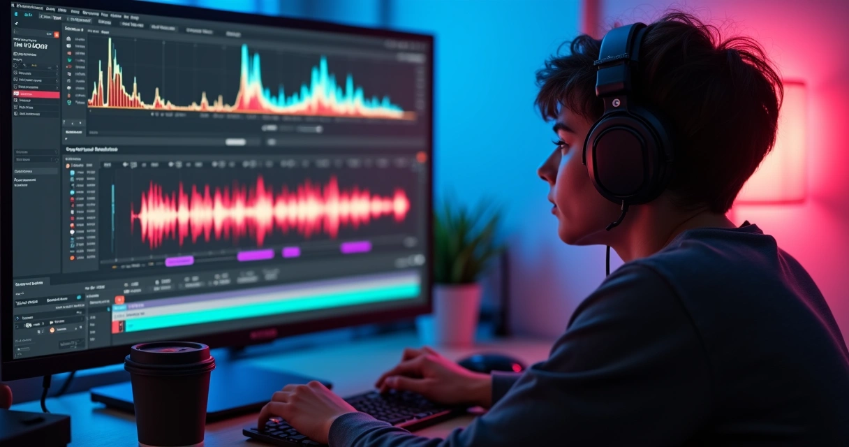 Pessoa editando corte de vídeo no computador