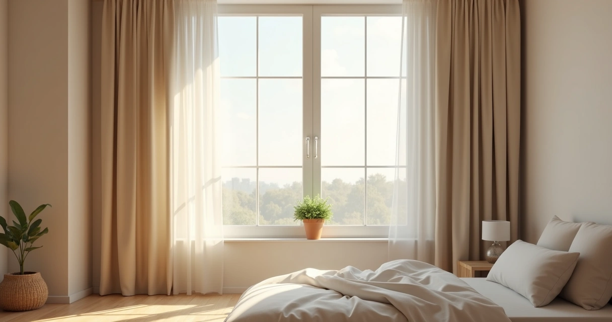 Cortina blackout instalada em janela de quarto 