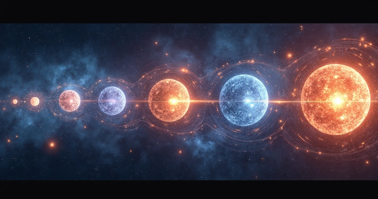 Ilustração mostrando múltiplos universos cíclicos conectados 