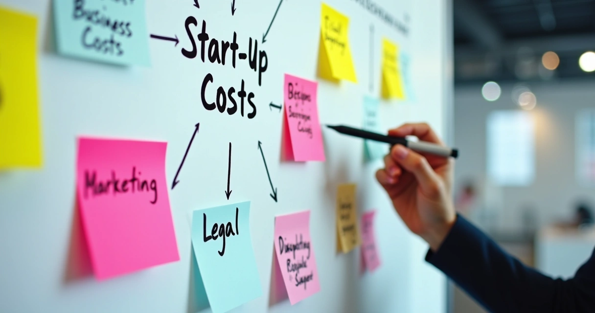 Business cost structure with post-it notes 