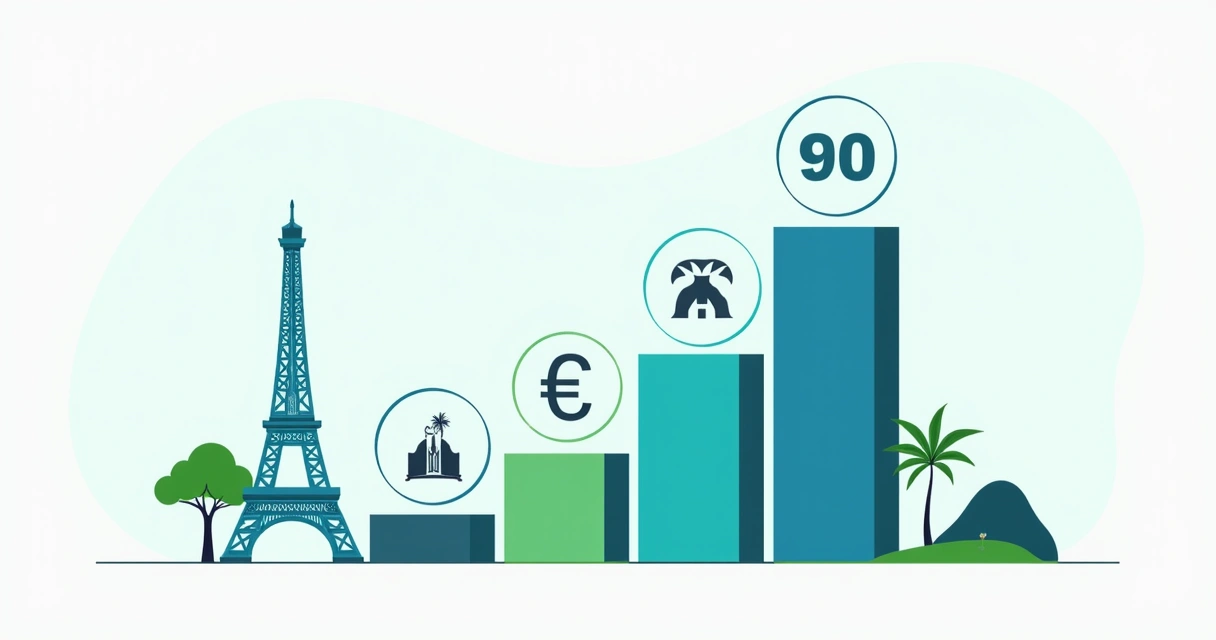 Comparative chart showing salary costs between France, Madagascar, and Mauritius for similar roles. 