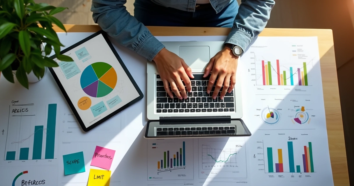 Planning MVP costs with laptop and notes 