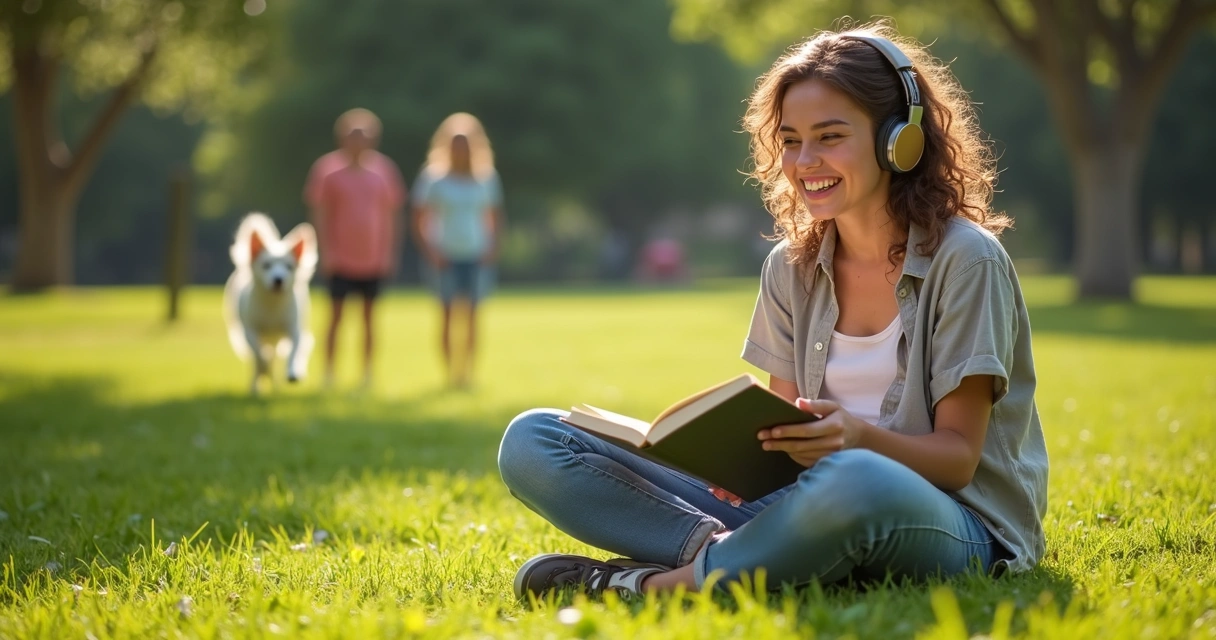 Pessoa neurodivergente sorrindo em momento de autoconfiança ao ar livre 