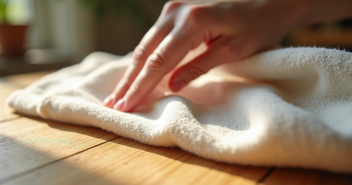 Hand touching soft quality fabric 