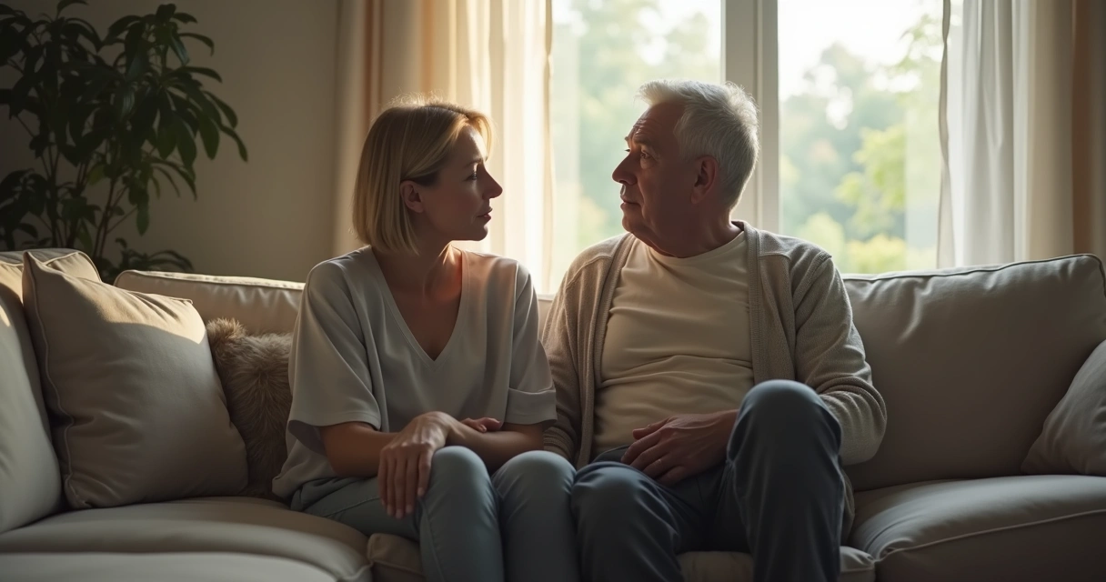 Two people sitting apart and reflecting near a window 