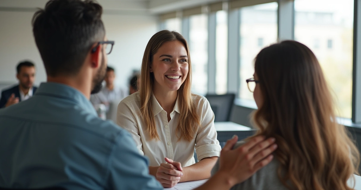Coworkers offering support to each other 