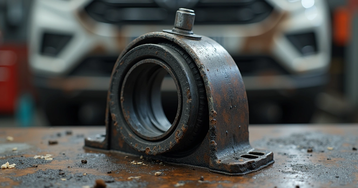 Coxim do motor quebrado em bancada de oficina 