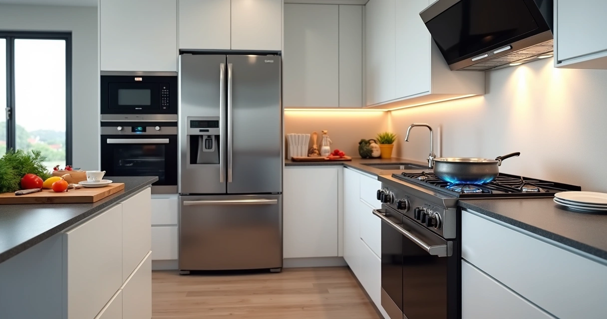 Cozinha moderna com eletrodomésticos Brastemp em destaque 