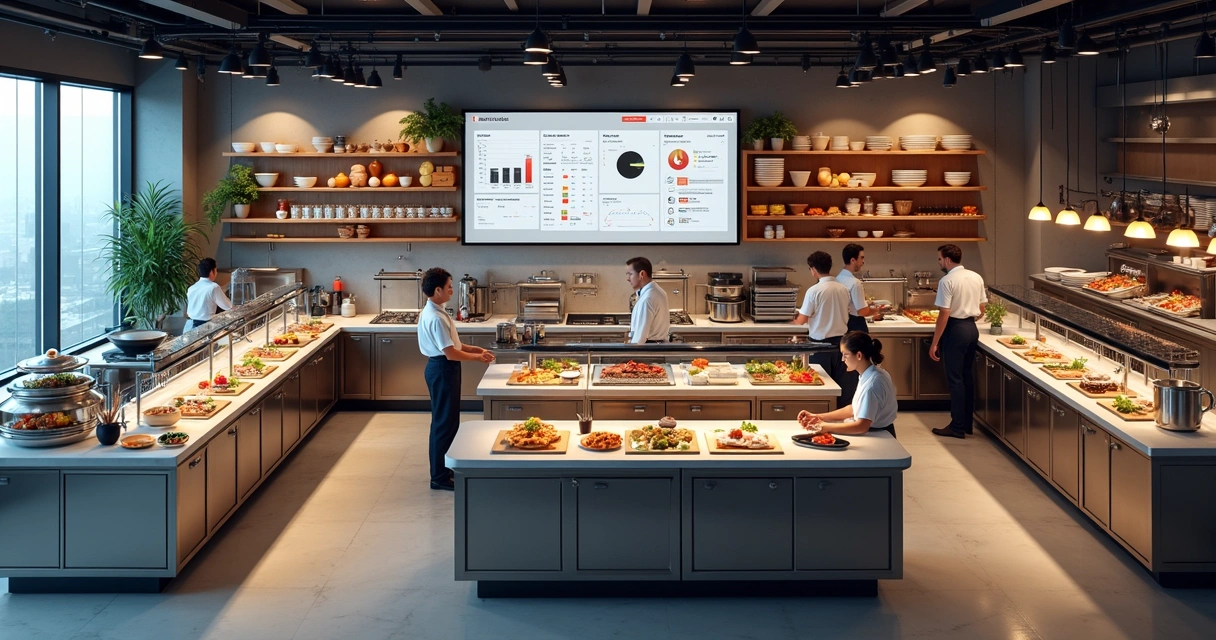 Visão geral de uma cozinha organizada com diferentes marcas de delivery