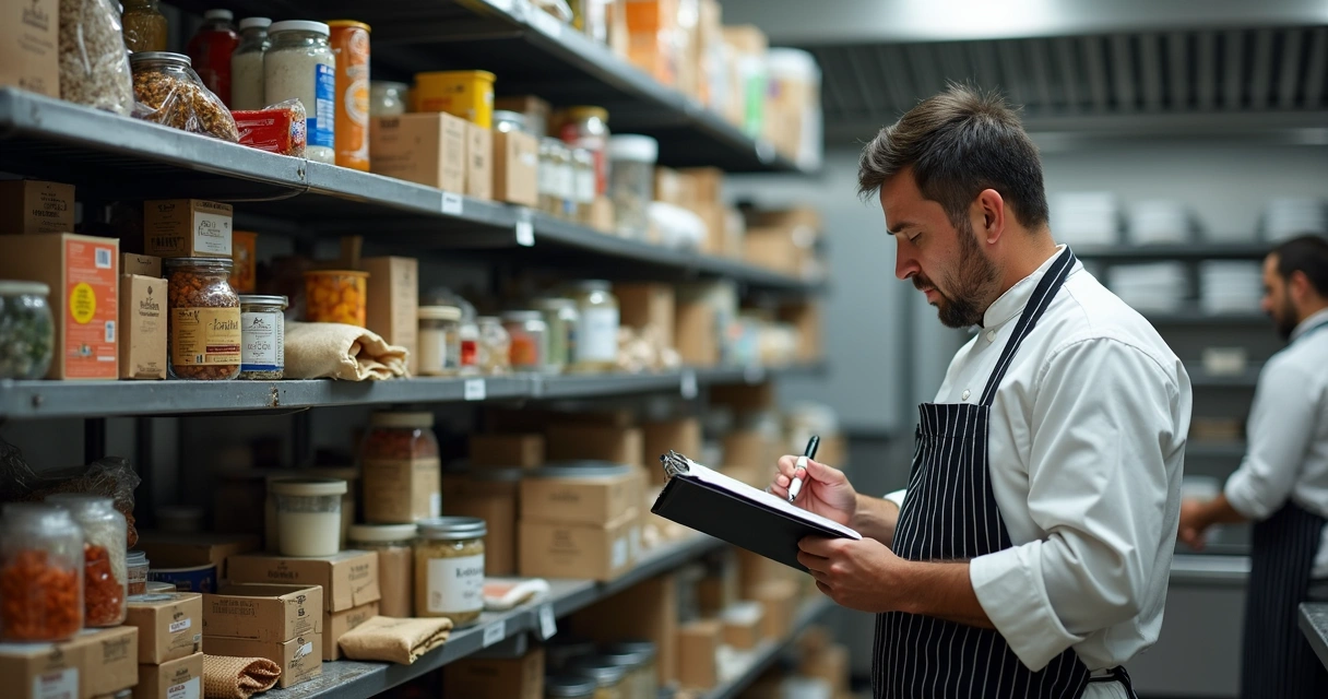 Prateleiras de estoque de cozinha desorganizadas com produtos expirados e ingredientes bagunçados 