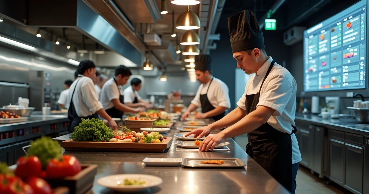 Cozinha de restaurante com comanda digital e estoque conectado 