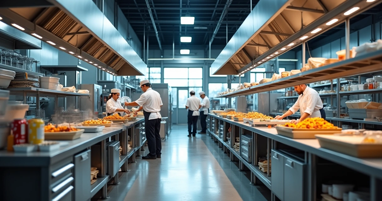 Cozinha industrial equipada para delivery multimarcas