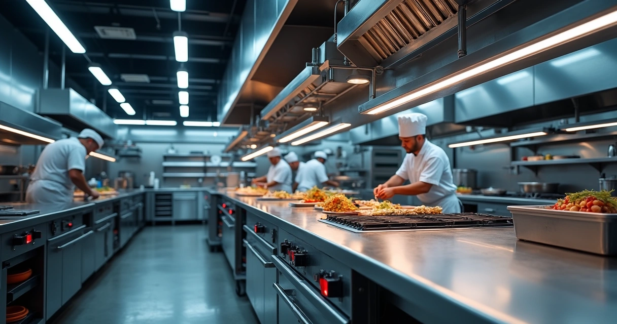 Cozinha industrial moderna com iluminação LED Damp Proof 