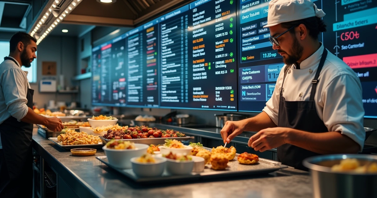 Cozinha com monitoramento de pedidos 
