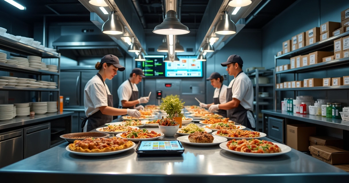 Cozinha profissional operando várias marcas de delivery com gestão centralizada 