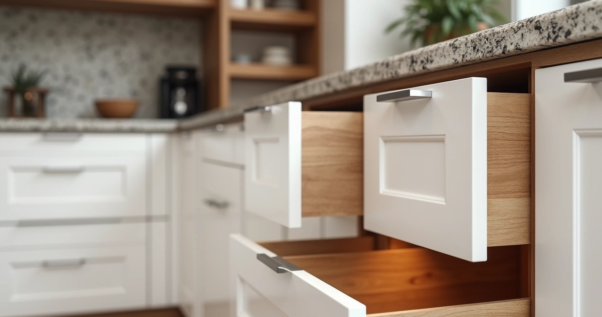 Detalhes de armários de cozinha planejada em acabamento sofisticado 