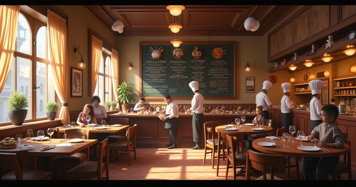 Restaurante inspirado em Ratatouille com ambiente parisiense 
