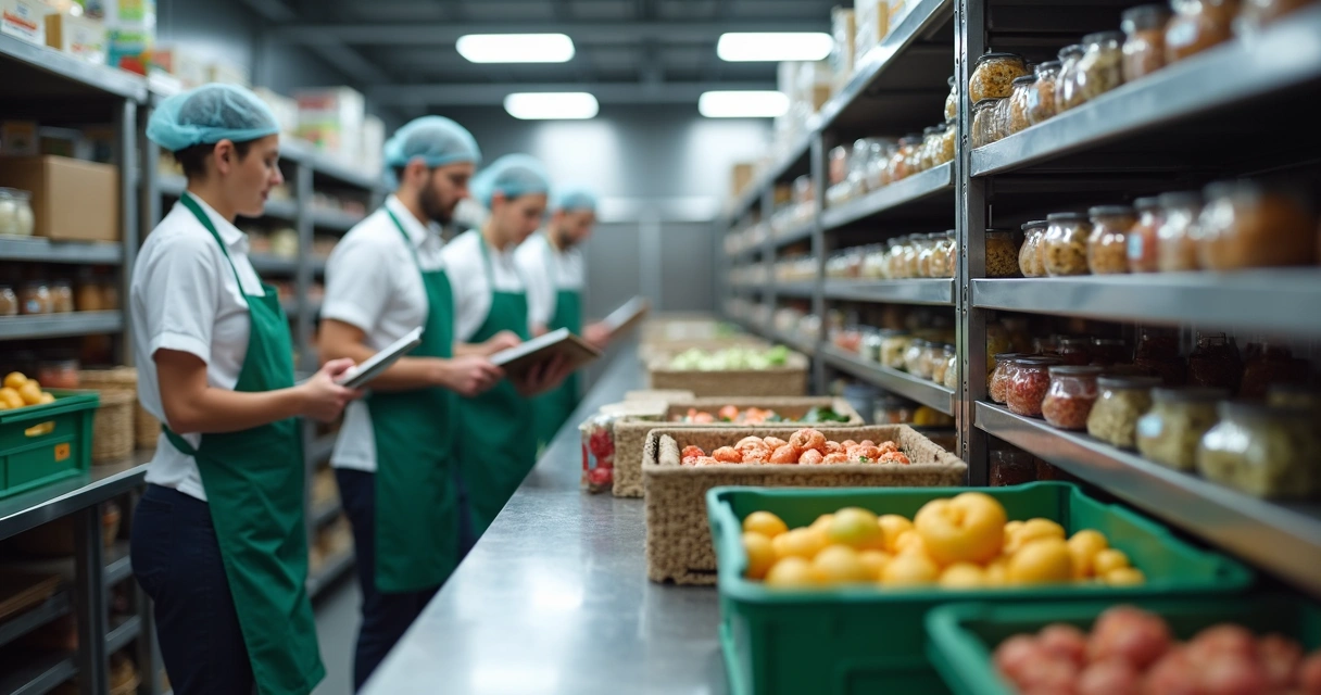 Equipe contando itens de estoque no restaurante 