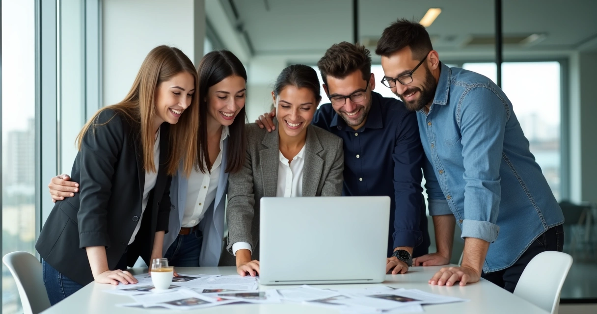 Equipe celebrando publicação positiva sobre healthtech 