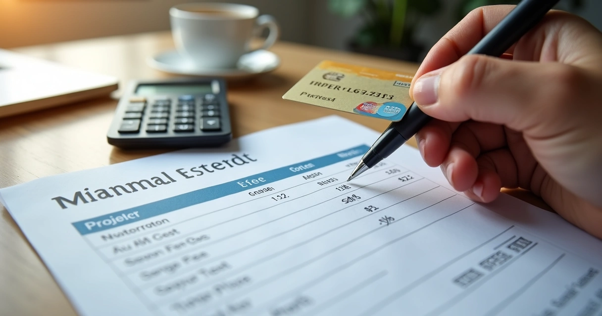 Person reviewing credit card fees list on a desk