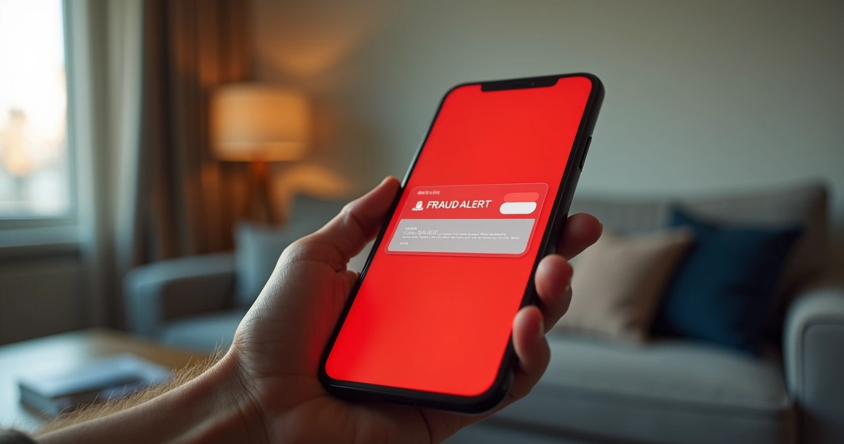 Credit card fraud alert on smartphone 