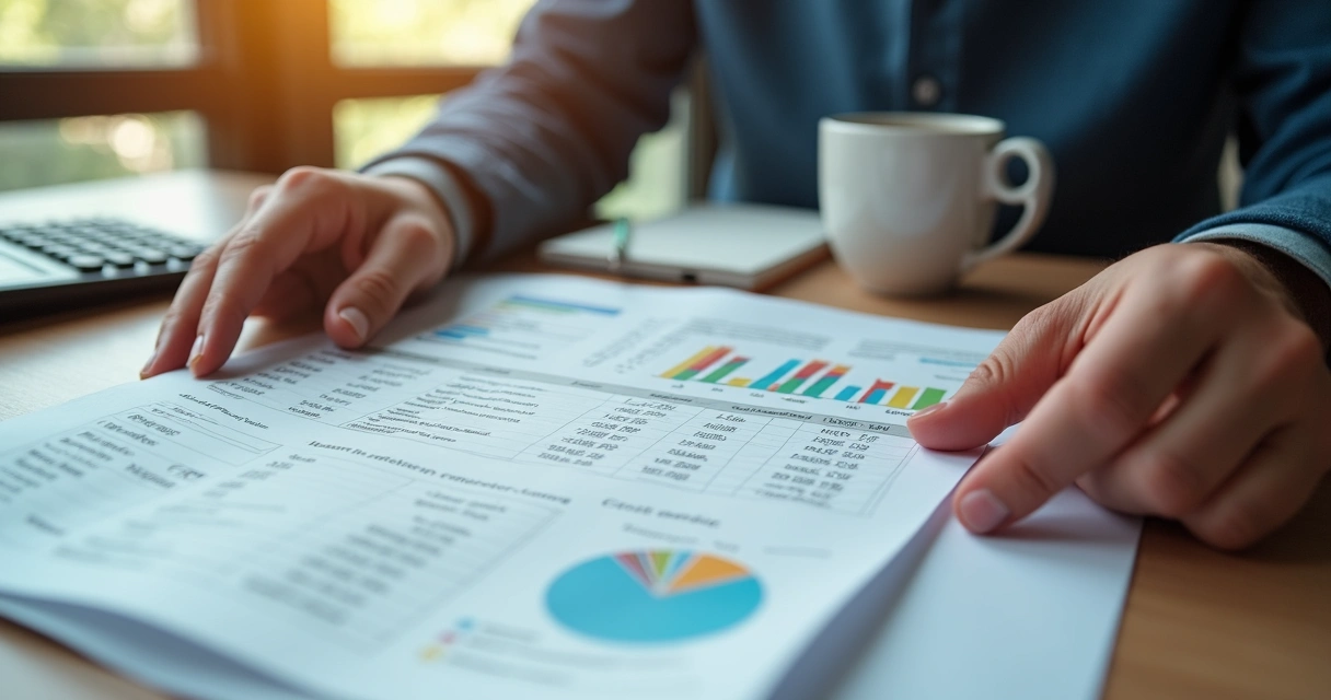 Person reviewing credit report at a desk 