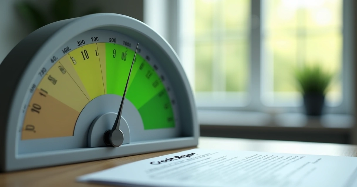Credit score gauge showing green zone