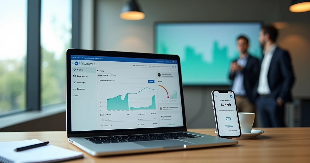 Painel financeiro digital mostrando fluxo de pagamentos recorrentes em empresa 