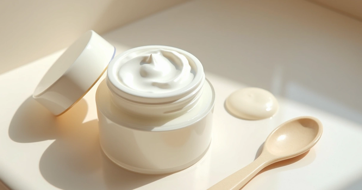 Pote de creme com textura rica ao lado de pele ressecada e hidratada