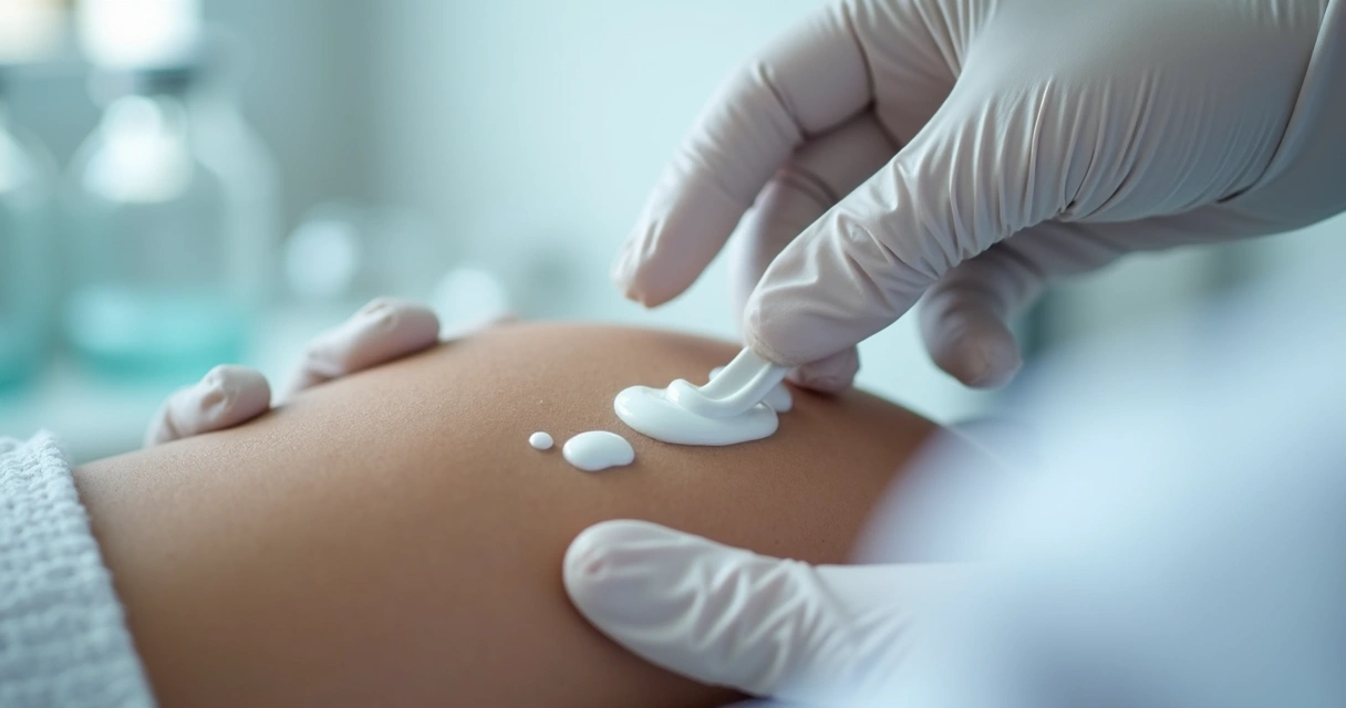 Creme manipulado aplicado em pele clara 