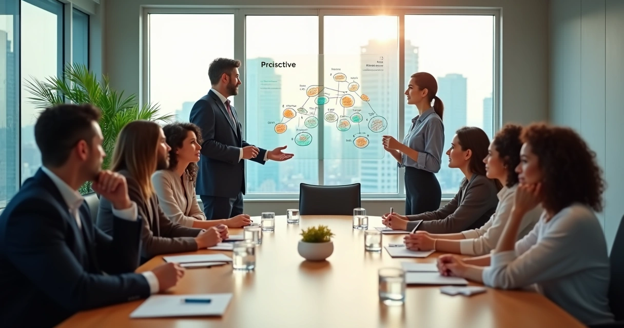 Líder facilitando conversa sobre dinâmicas familiares em ambiente corporativo moderno 
