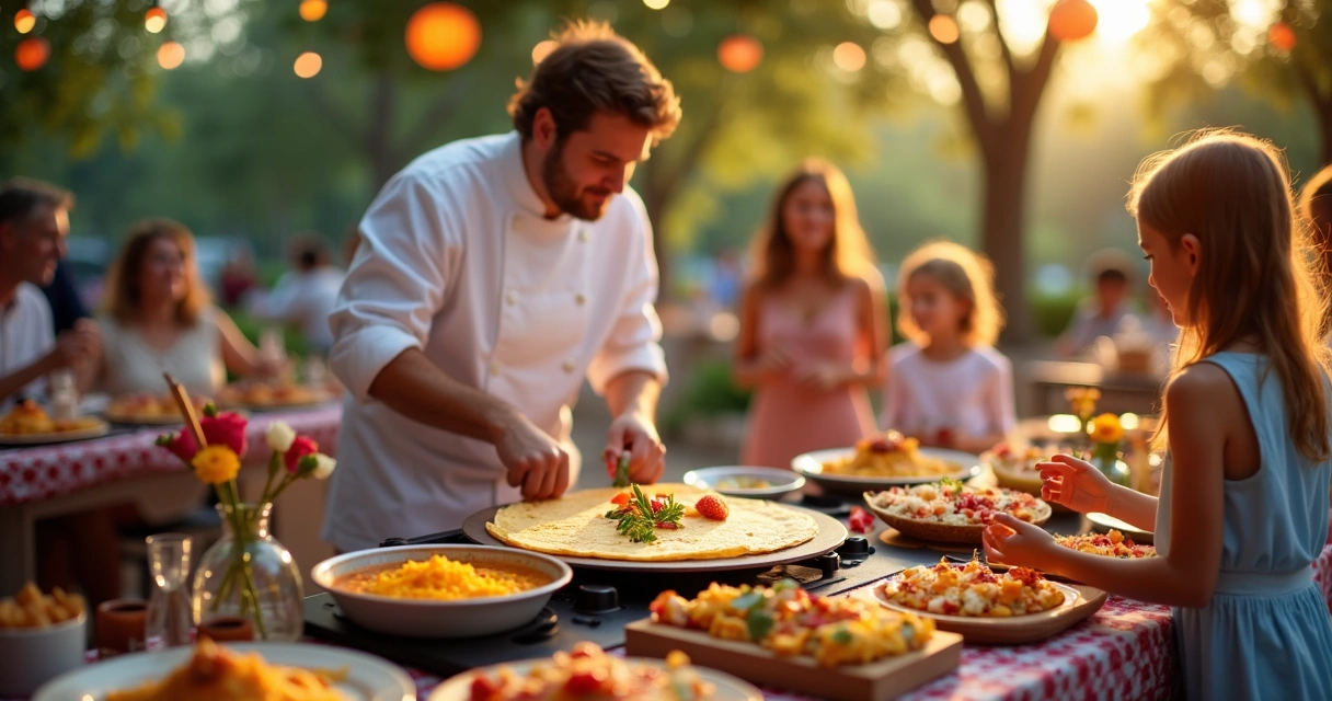 Buffet de crepe ao vivo em evento familiar 