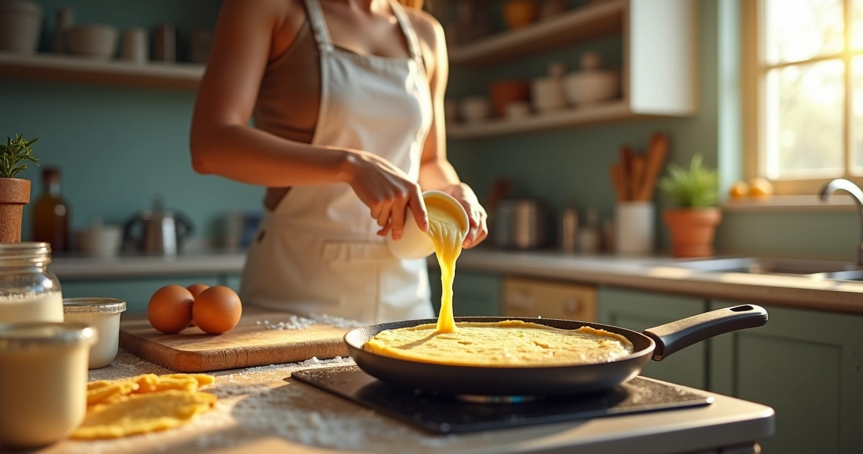Pessoa preparando crepes em casa nos EUA 