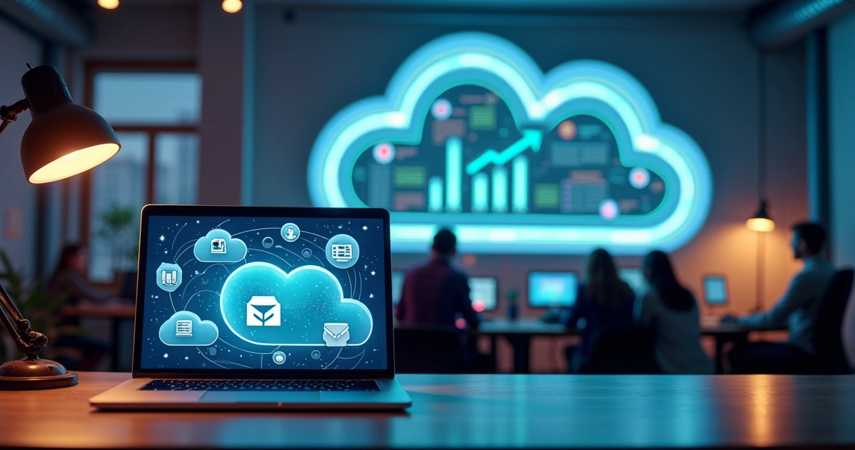 Painel com SaaS open source crescendo em nuvem PaaS 