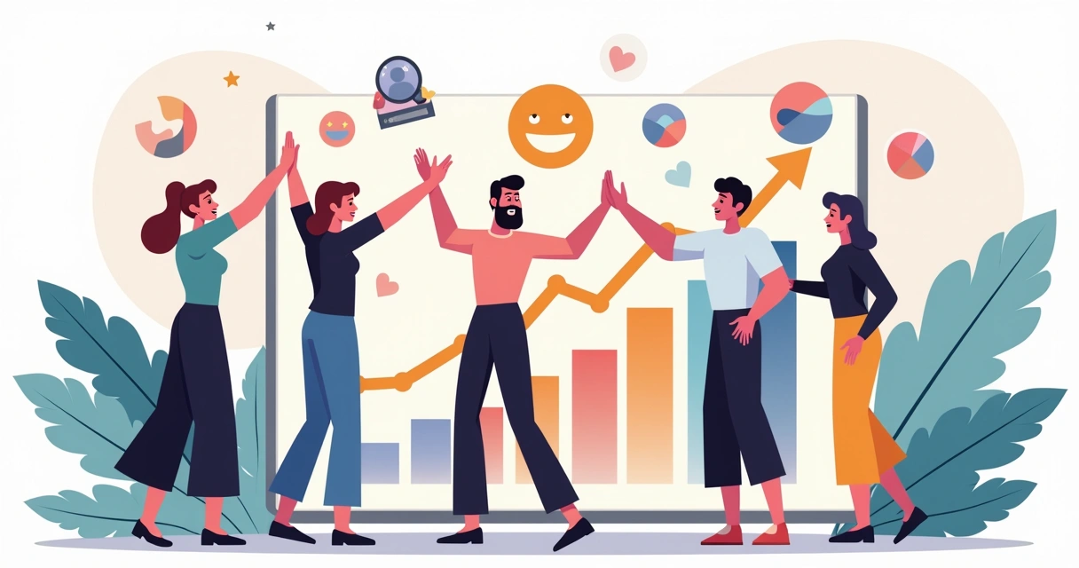 Equipe de atendimento comemorando crescimento da empresa sem perder acolhimento 