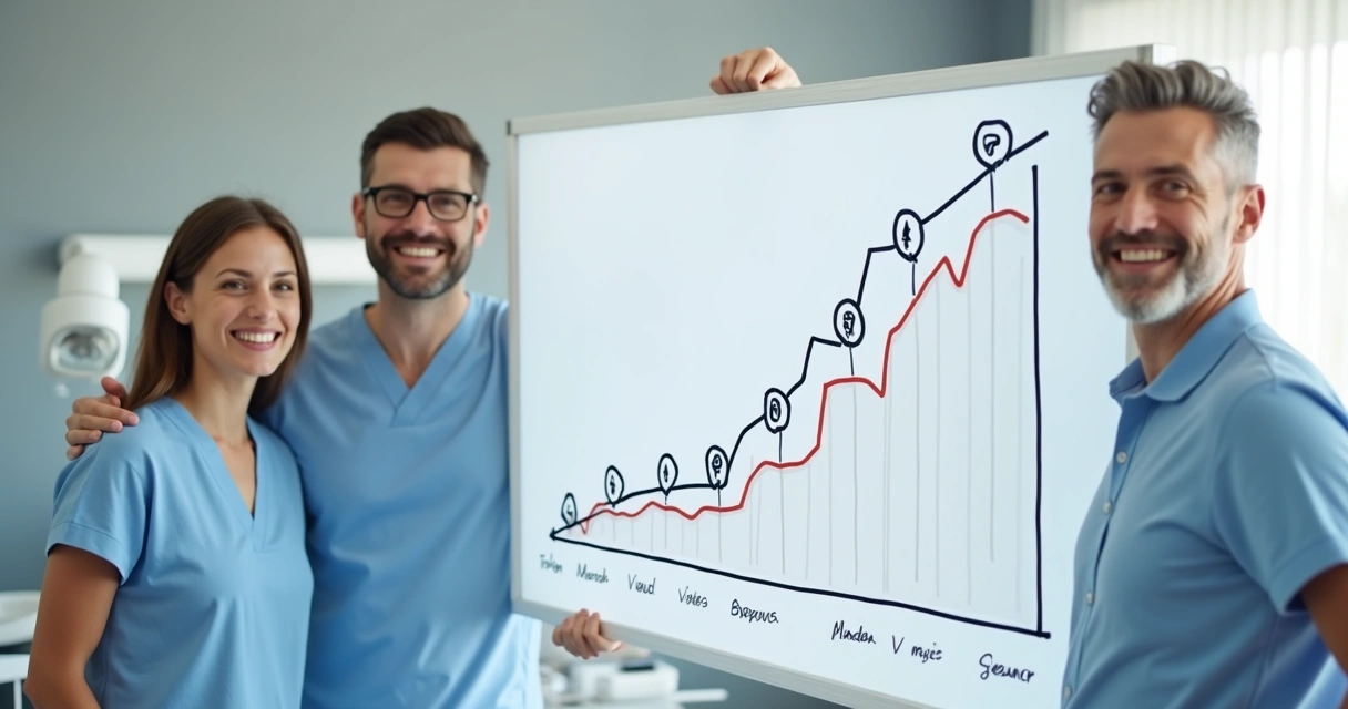 Gráfico mostrando crescimento de pacientes em clínica após uso de vídeos 
