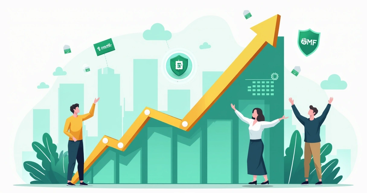 Gráfico de crescimento digital seguro em fundos verdes 