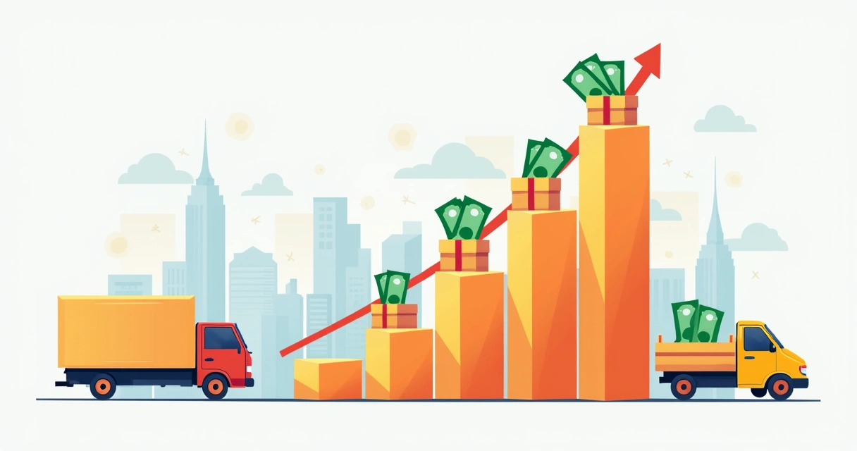 Gráfico de crescimento do dropshipping com caixa entrando rápido 