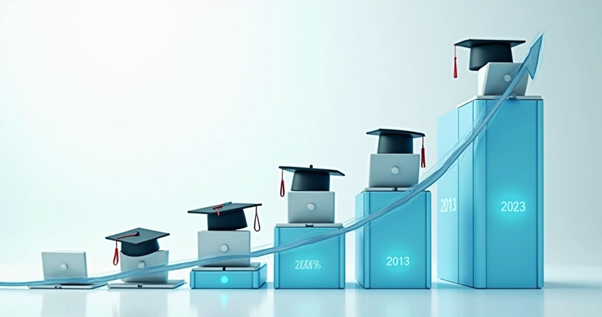 Evolução do ensino a distância em gráfico digital