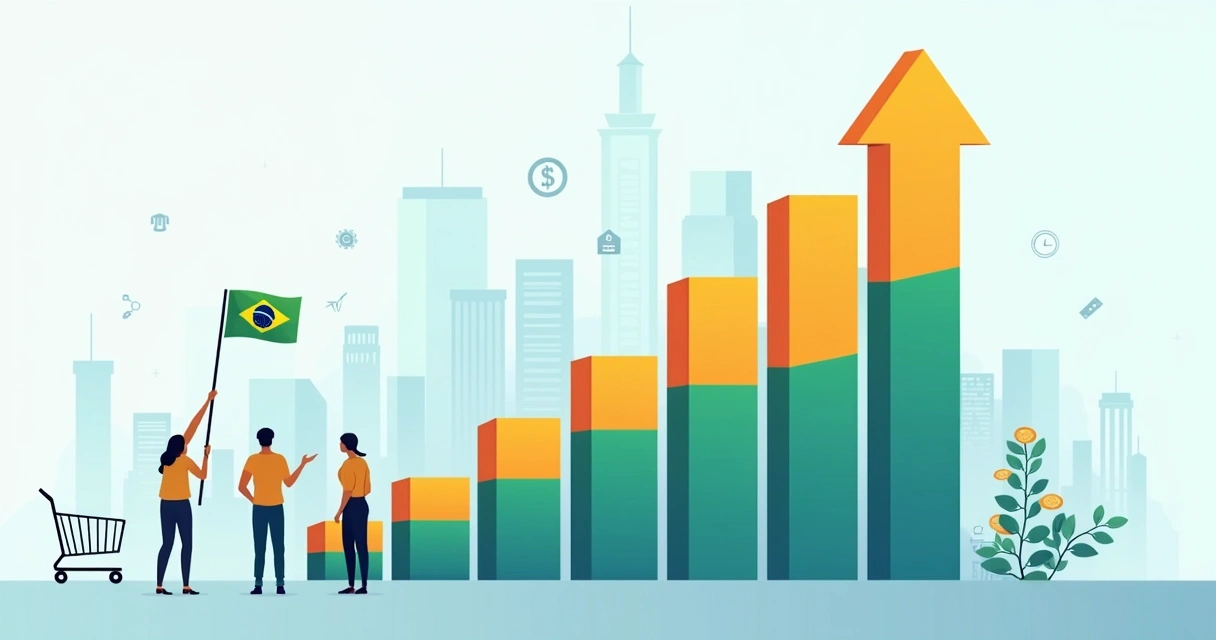 Gráfico colorido mostrando aumento nas vendas online no Brasil de 2016 a 2026 