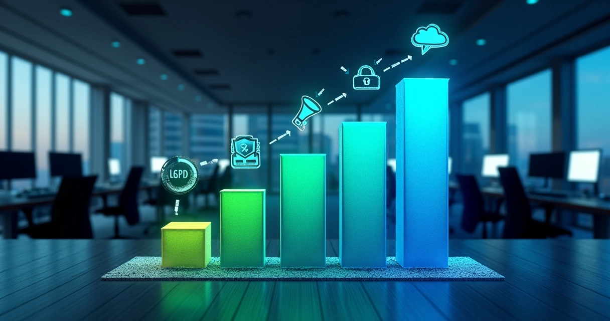 Gráfico mostrando crescimento de escritório contábil digital 