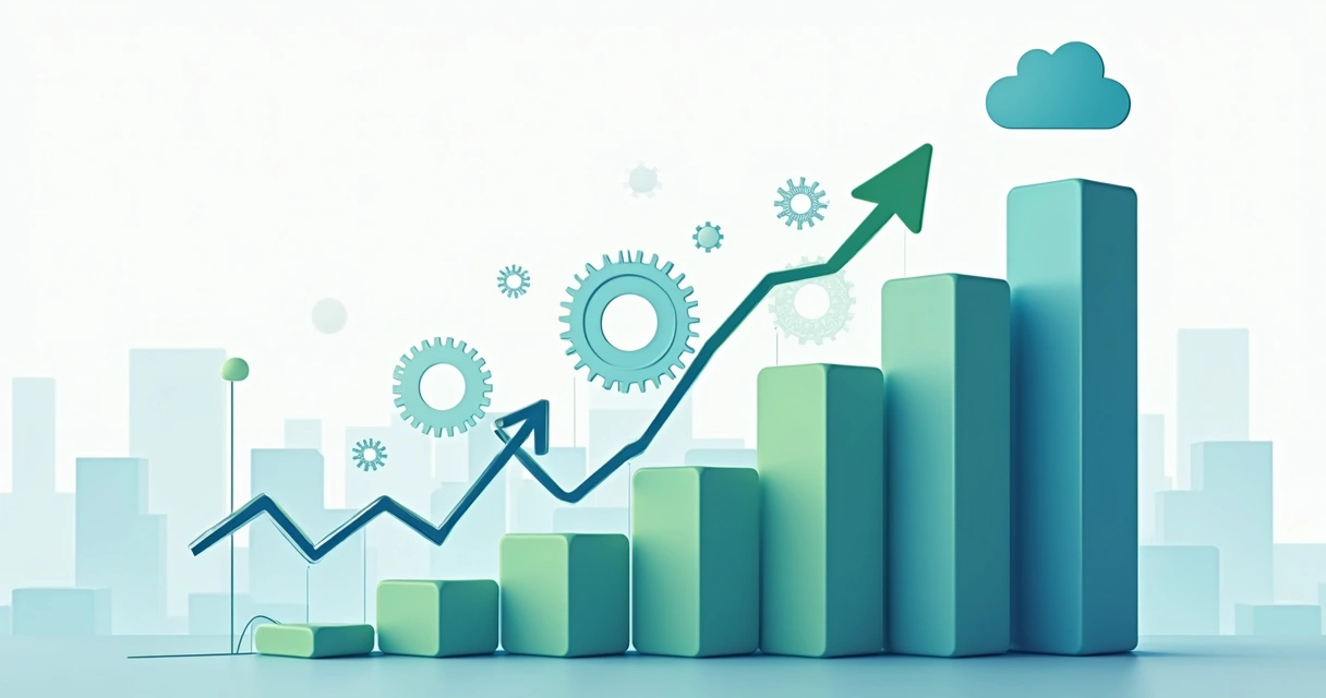 Gráfico crescente representando a flexibilidade de automação na nuvem para pequenas empresas